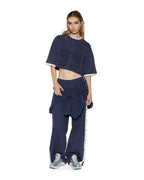 WOMENS 99 BOYFRIEND CROPPED SS TEE INK BLUE TEES