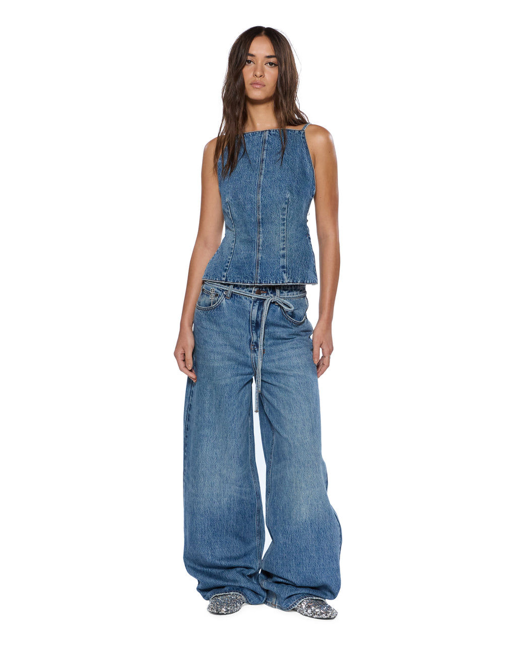 Womens Apron Top Relik Slim Fashion Tops - Denim
