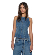 Womens Apron Top Relik Slim Fashion Tops - Denim