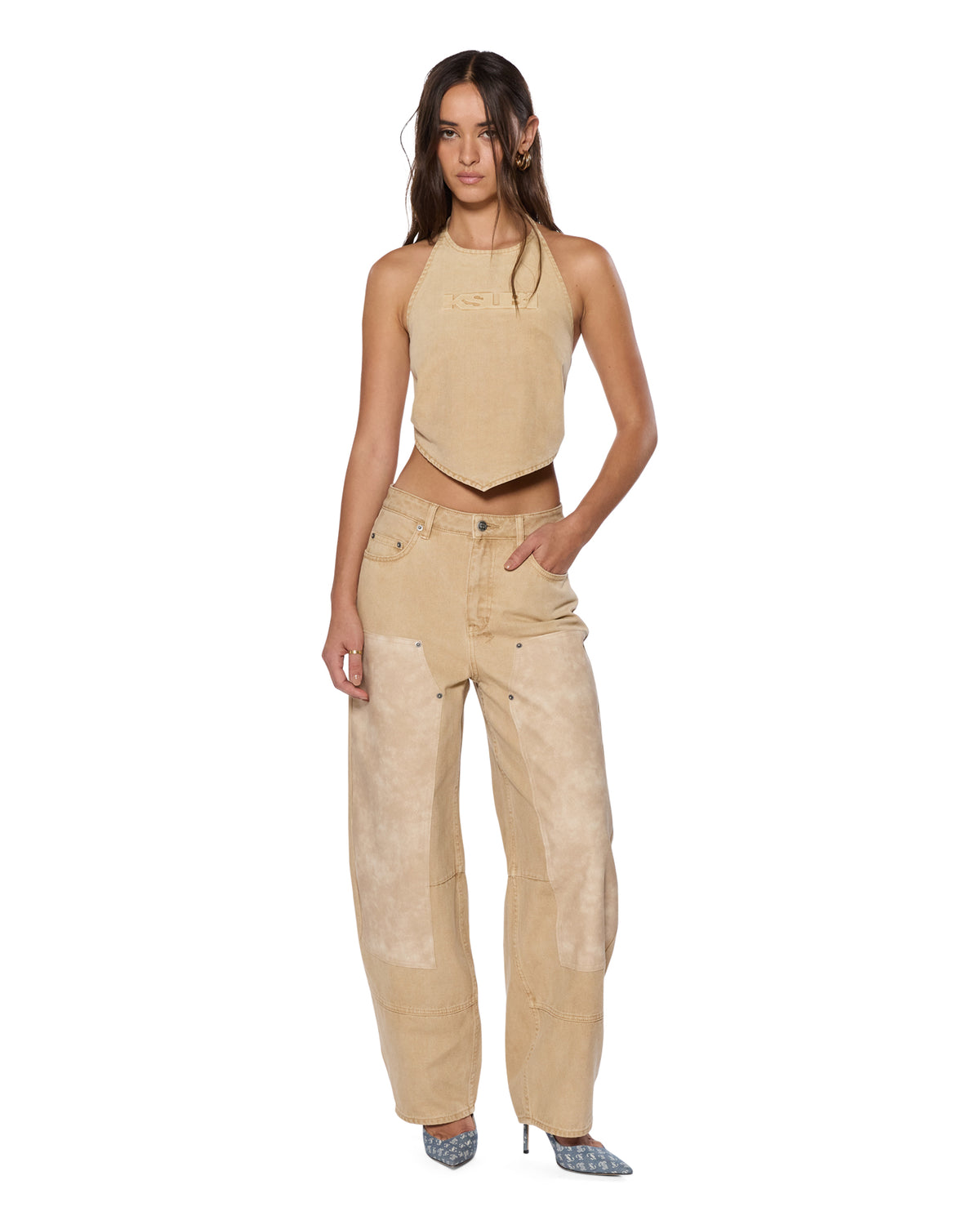 WOMENS BARREL JEAN CARPENTER OAT DENIM JEANS