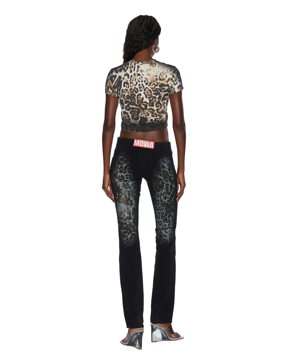 Womens Mowalola Baby Tee Cheetah Fitted Tees - Multi Colour