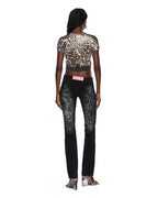 Womens Mowalola Baby Tee Cheetah Fitted Tees - Multi Colour