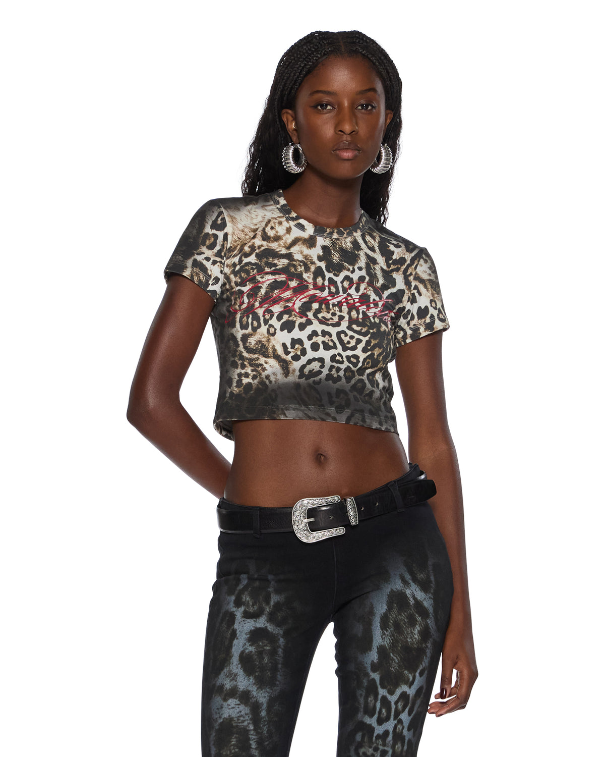 Womens Mowalola Baby Tee Cheetah Tees | Ksubi ++