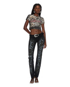 WOMENS MOWALOLA JEAN BLACK CHEETAH DENIM JEANS