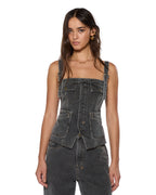 Womens Cargo Top Cinder Slim Fashion Tops - Black