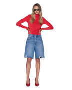 Womens Charmer Ls Top Pop Red Fitted Fashion Tops - Red
