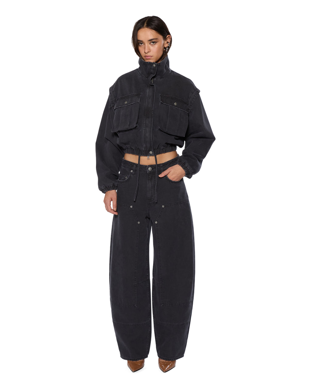 Womens Cropped Anorak Black Cropped Jackets - Black