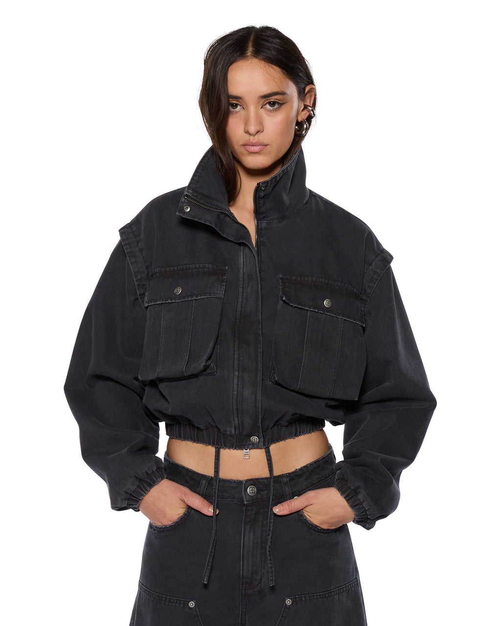Womens Cropped Anorak Black Cropped Jackets - Black