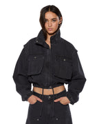 Womens Cropped Anorak Black Cropped Jackets - Black