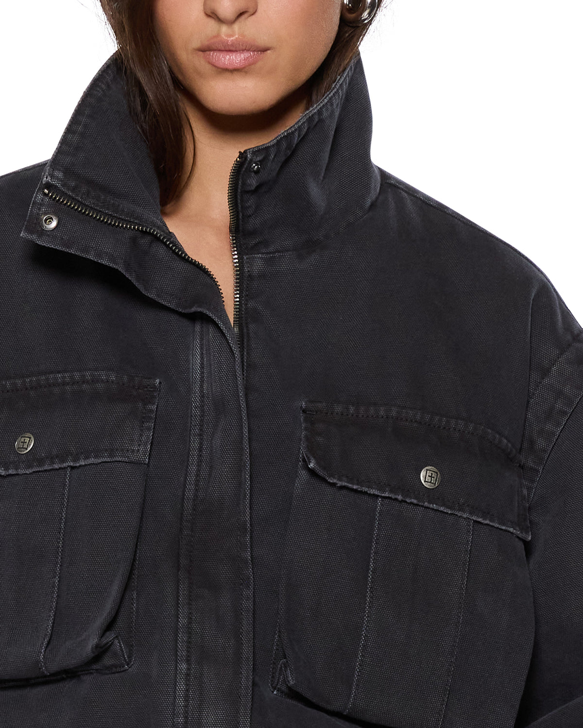 Womens Cropped Anorak Black Cropped Jackets - Black