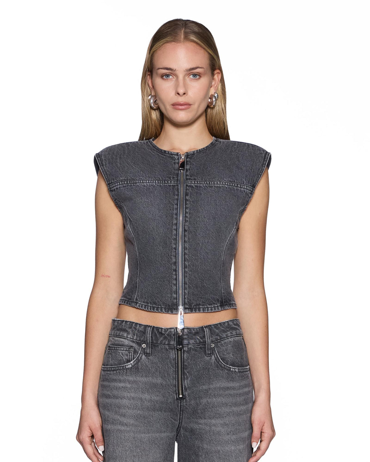 Womens Fate Top Glitch Grey Regular Fashion Tops - Grey