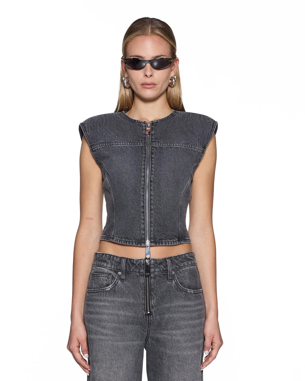 Womens Fate Top Glitch Grey Regular Fashion Tops - Grey