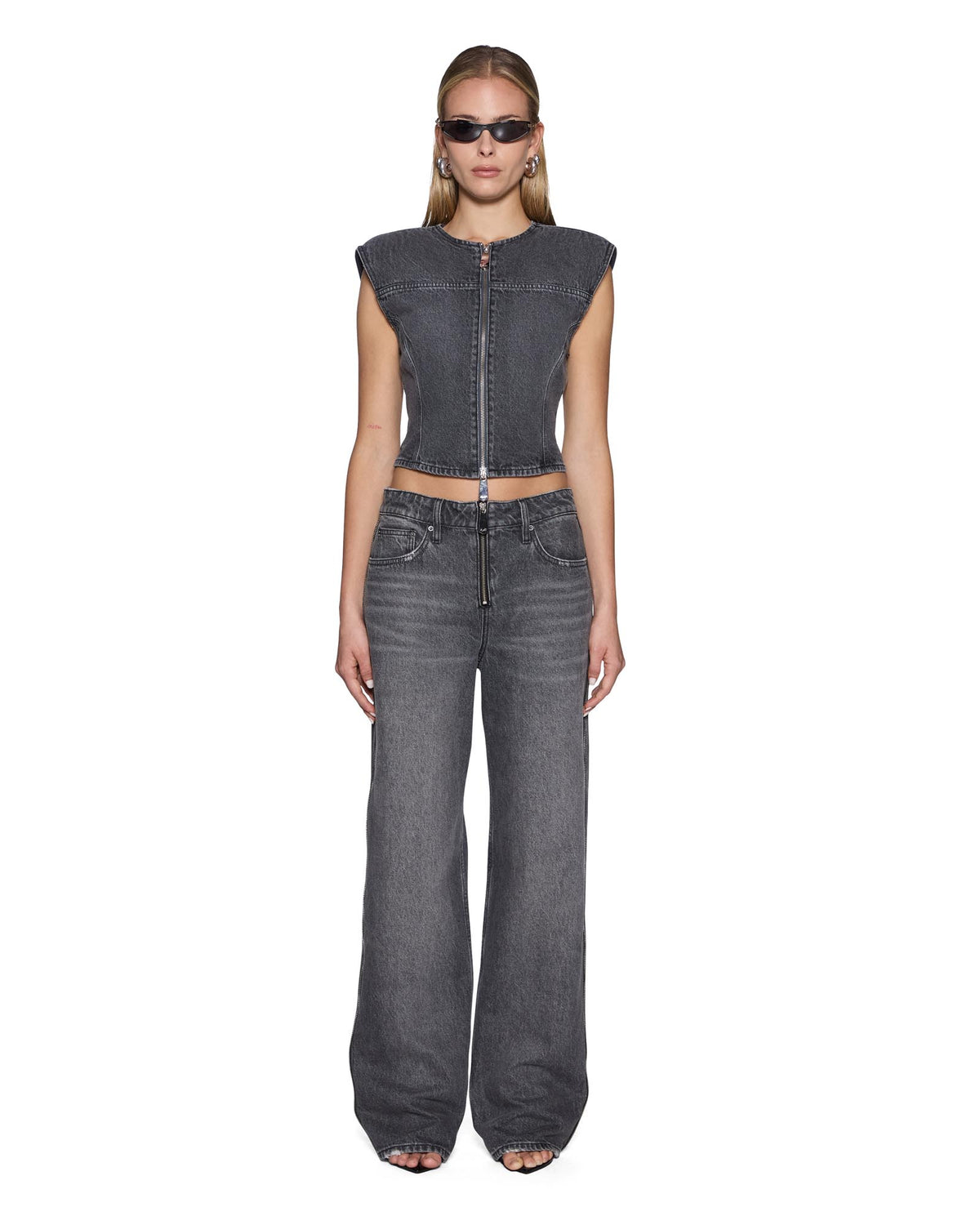 Womens Fate Top Glitch Grey Regular Fashion Tops - Grey