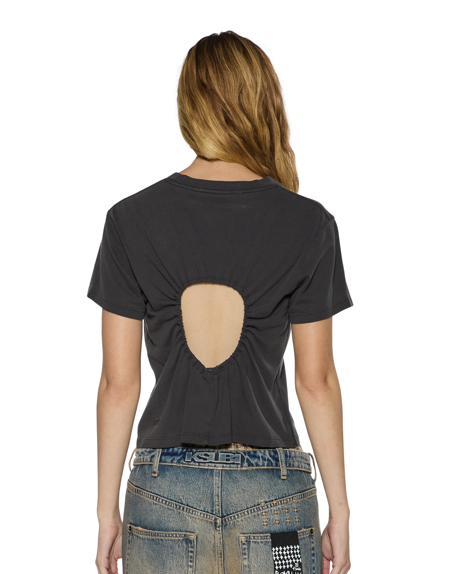 WOMENS  FUNNY BUNNY SHRUNKEN SS TEE WASHED BLACK FITTED TEES