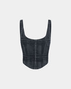 Womens Gigi Bustier Skool Fitted Fashion Tops - Denim