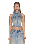 Womens Lennox Top Field Blue Spark Regular Fashion Tops - Denim