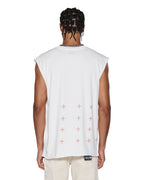 Mens Paradiso Cut Off Tee Vintage White Regular Tees - White