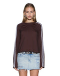 PORTER LS TOP CHOC PINSTRIPE
