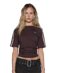 PORTER SS TOP CHOCOLATE PINSTRIPE