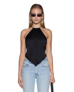 Womens Scarf Top Black Slim Fashion Tops - Black