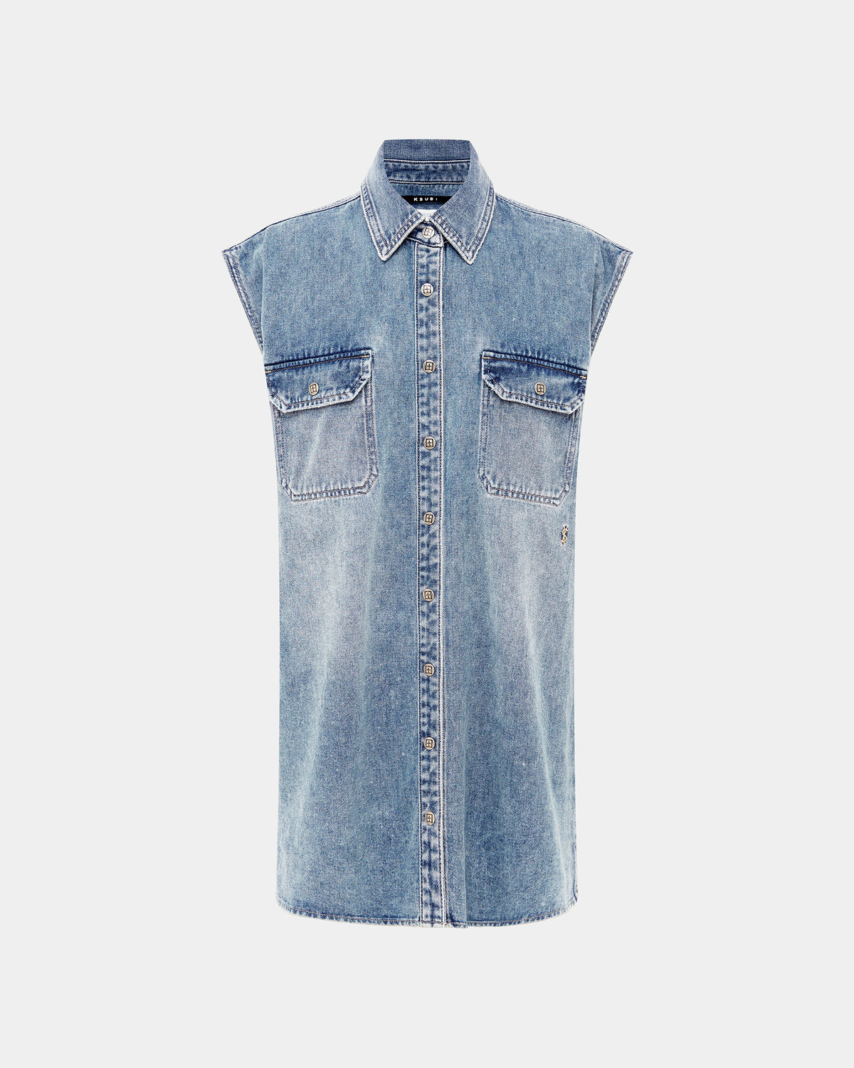 Womens Sleeveless Dress Overkast Oversized Shirts - Denim