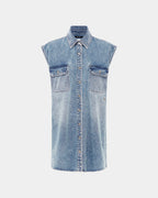 Womens Sleeveless Dress Overkast Oversized Shirts - Denim