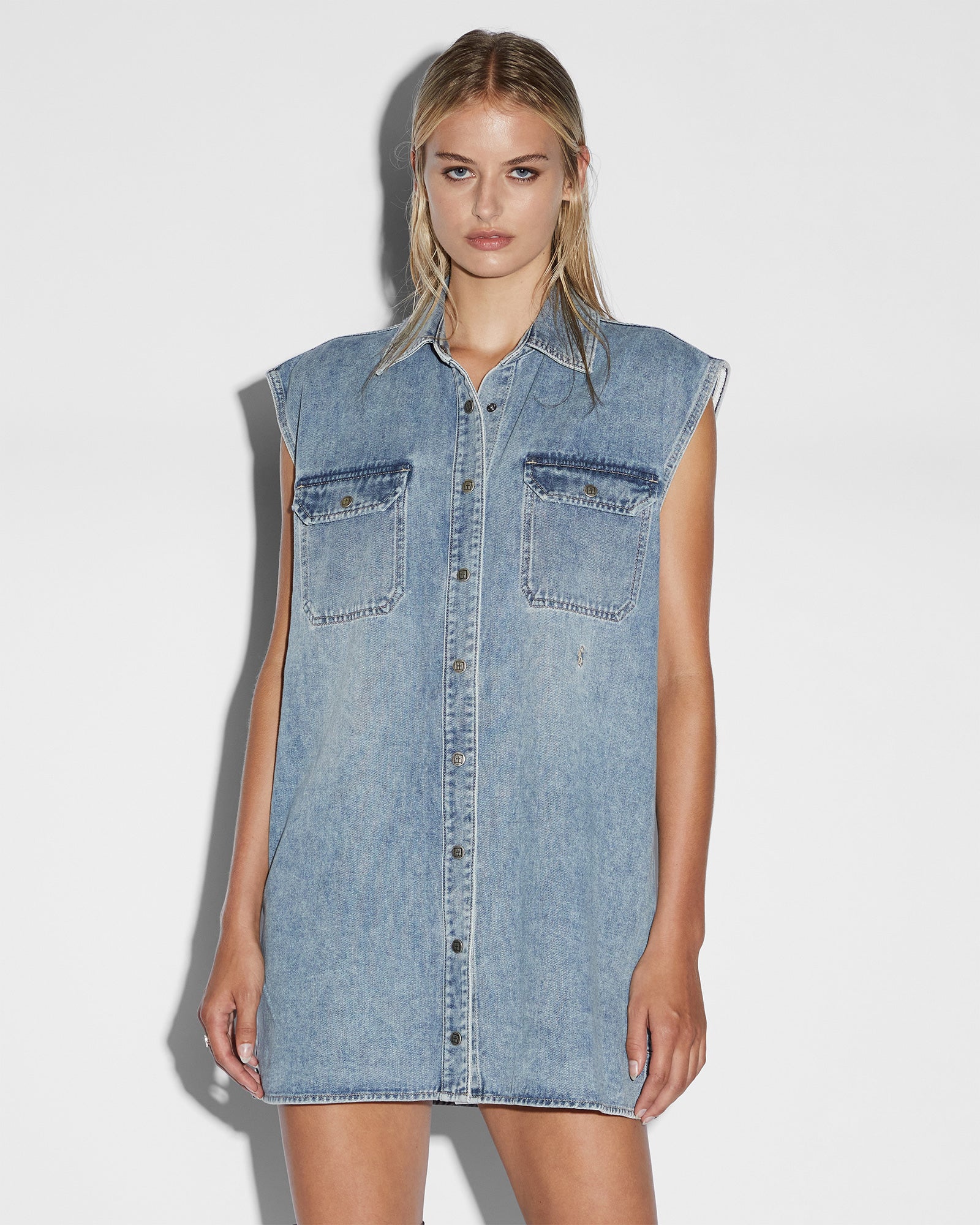 Ksubi Women's Sleeveless Dress OverKast, Denim, Size Medium Ksubi Women's Sleeveless Dress OverKast, Denim, Size Medium