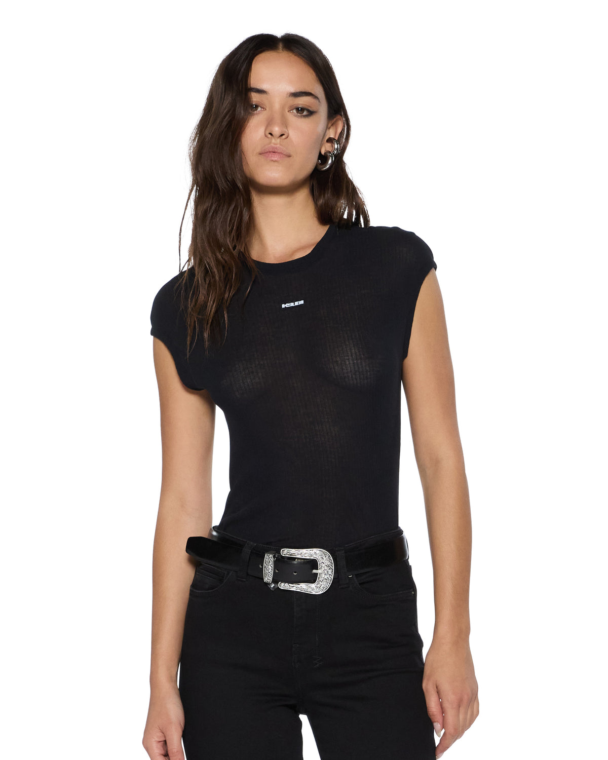 WOMENS STAPLE SS TEE BLACK SHEER TEES