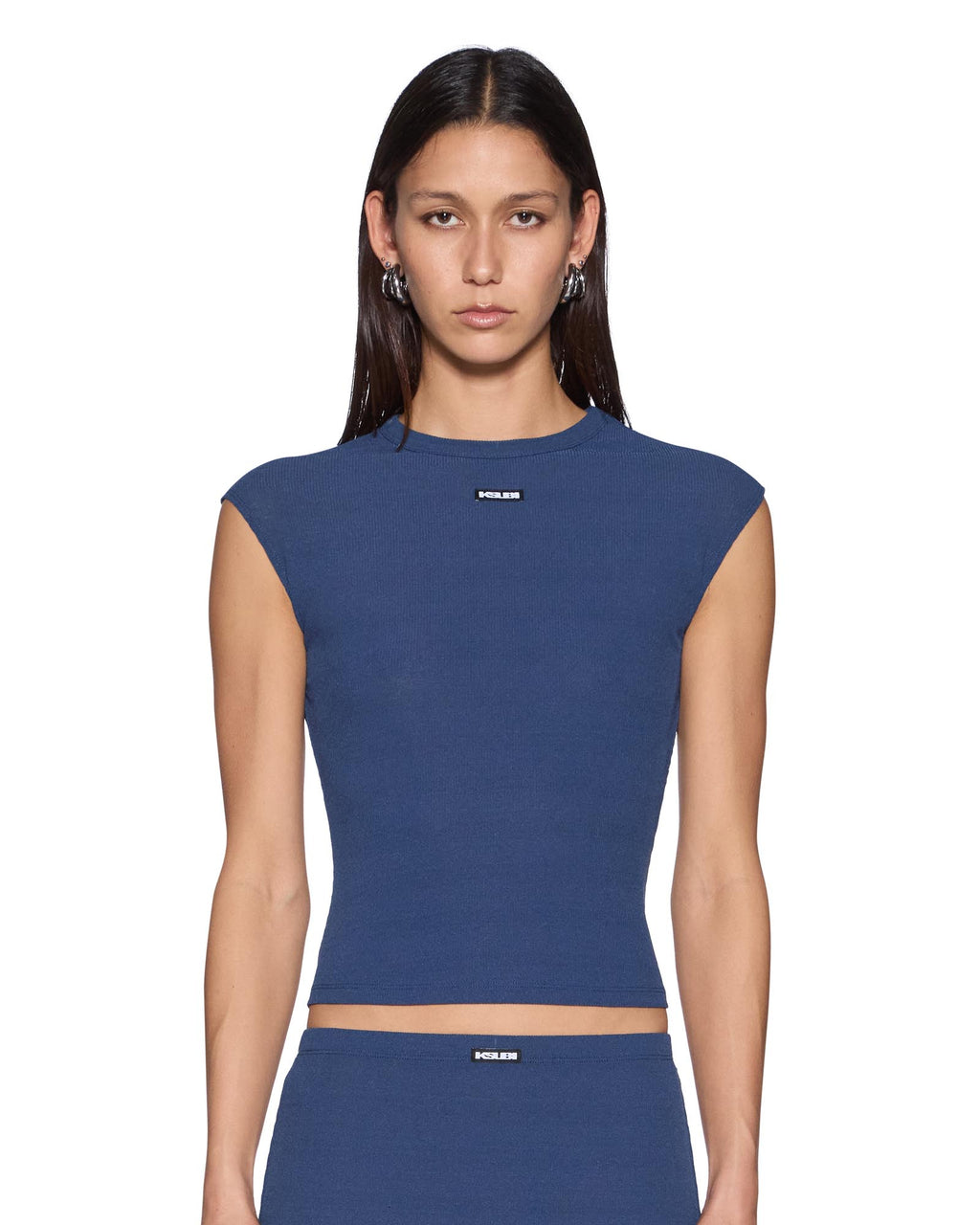 Womens Sott Staple Ss Tee Mesh Granite Blue Regular Tees - Blue
