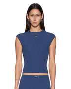 Womens Sott Staple Ss Tee Mesh Granite Blue Regular Tees - Blue