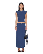 Womens Nina Midi Skirt Mesh Granite Blue Regular Skirts - Blue