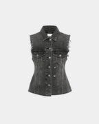 Womens Spark Vest Lovestruck Fitted Fashion Tops - Black