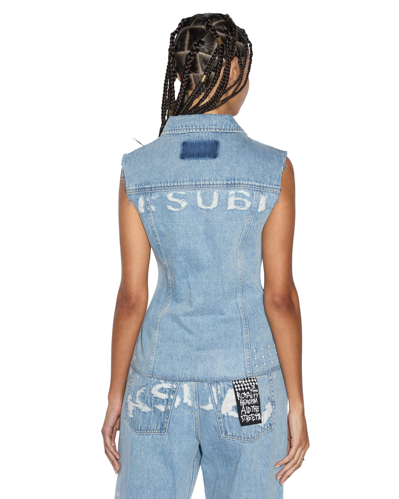 Spark Vest Torn Up - Blue Denim | Ksubi ++