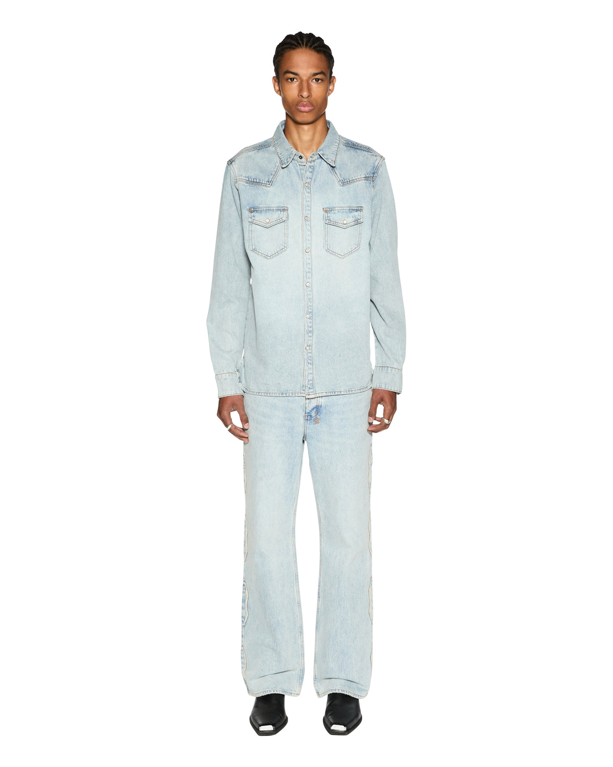Mens Whiplash Ls Shirt Paragon Regular Shirts - Denim