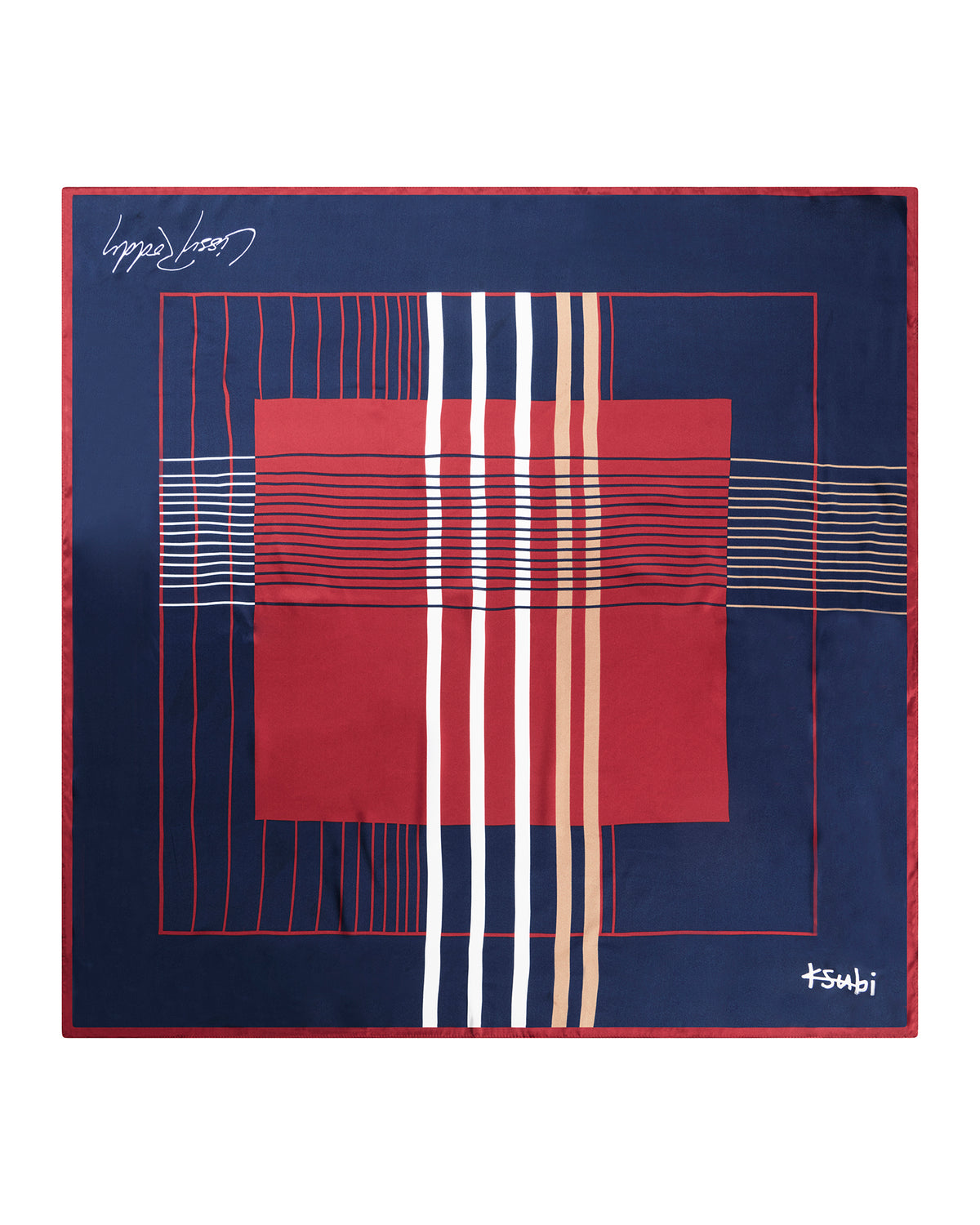KSUBI X LISSY RODDY SILK SCARF NAVY