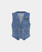 Womens Vagabond Waistcoat Heritage Relaxed Fashion Tops - Denim
