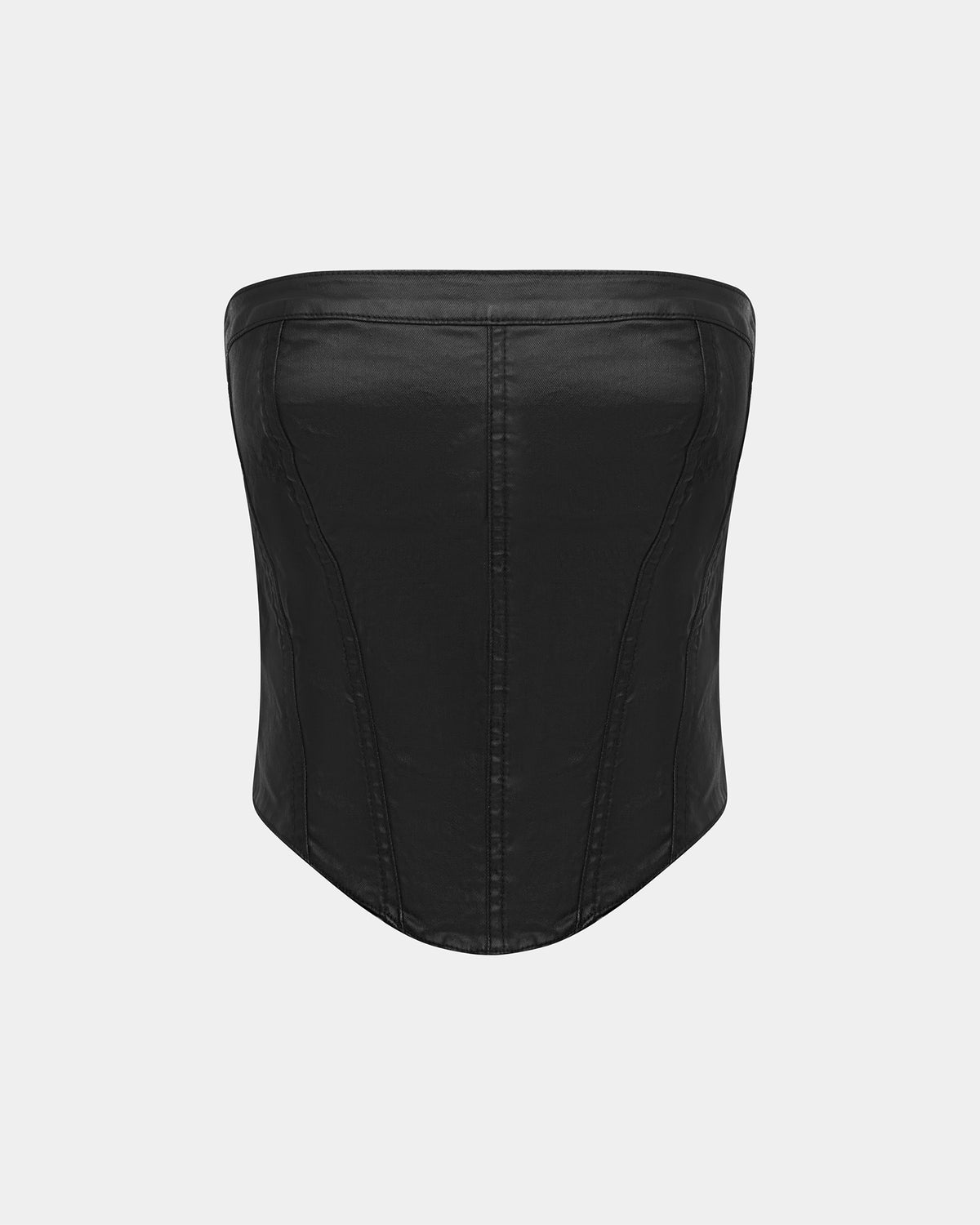 Womens Vampy Bustier Black Wax Fitted Fashion Tops - Black