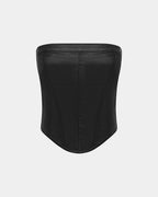 Womens Vampy Bustier Black Wax Fitted Fashion Tops - Black