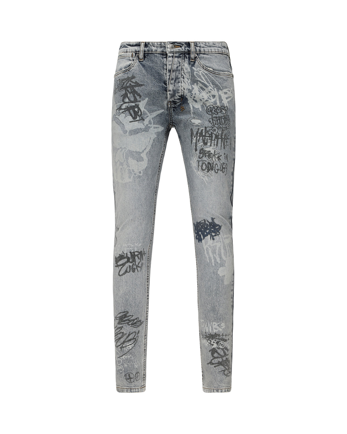 MENS VAN WINKLE ROGUE BLUE GRAFFITI DENIM JEANS