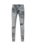 MENS VAN WINKLE ROGUE BLUE GRAFFITI DENIM JEANS