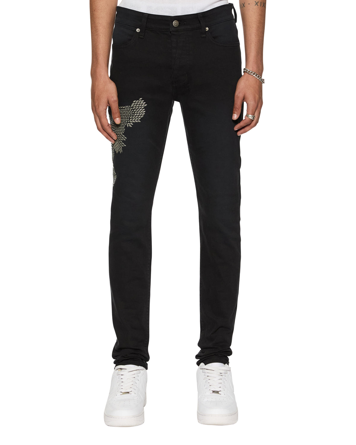 Mens Van Winkle Replica Eagle Skinny Denim Jeans - Black