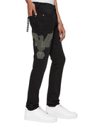 Mens Van Winkle Replica Eagle Skinny Denim Jeans - Black