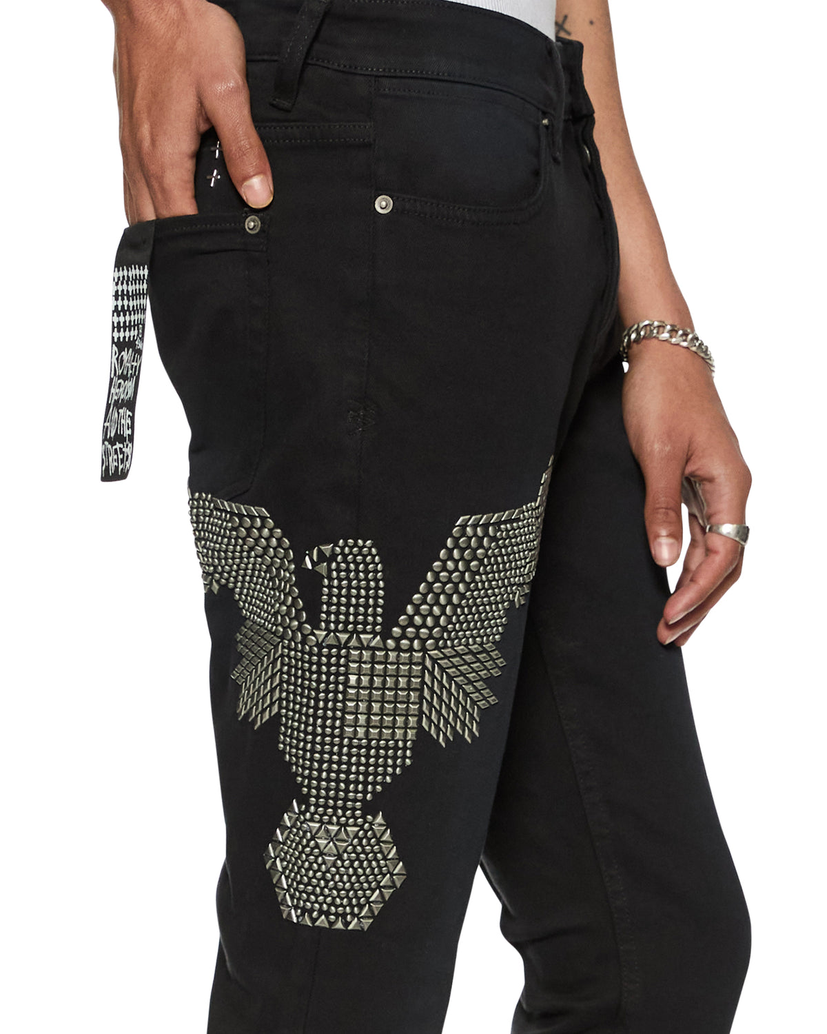 Mens Van Winkle Replica Eagle Skinny Denim Jeans - Black