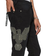 Mens Van Winkle Replica Eagle Skinny Denim Jeans - Black