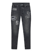 MENS VAN WINKLE ROADHOUSE BLACK PATCHED DENIM JEANS
