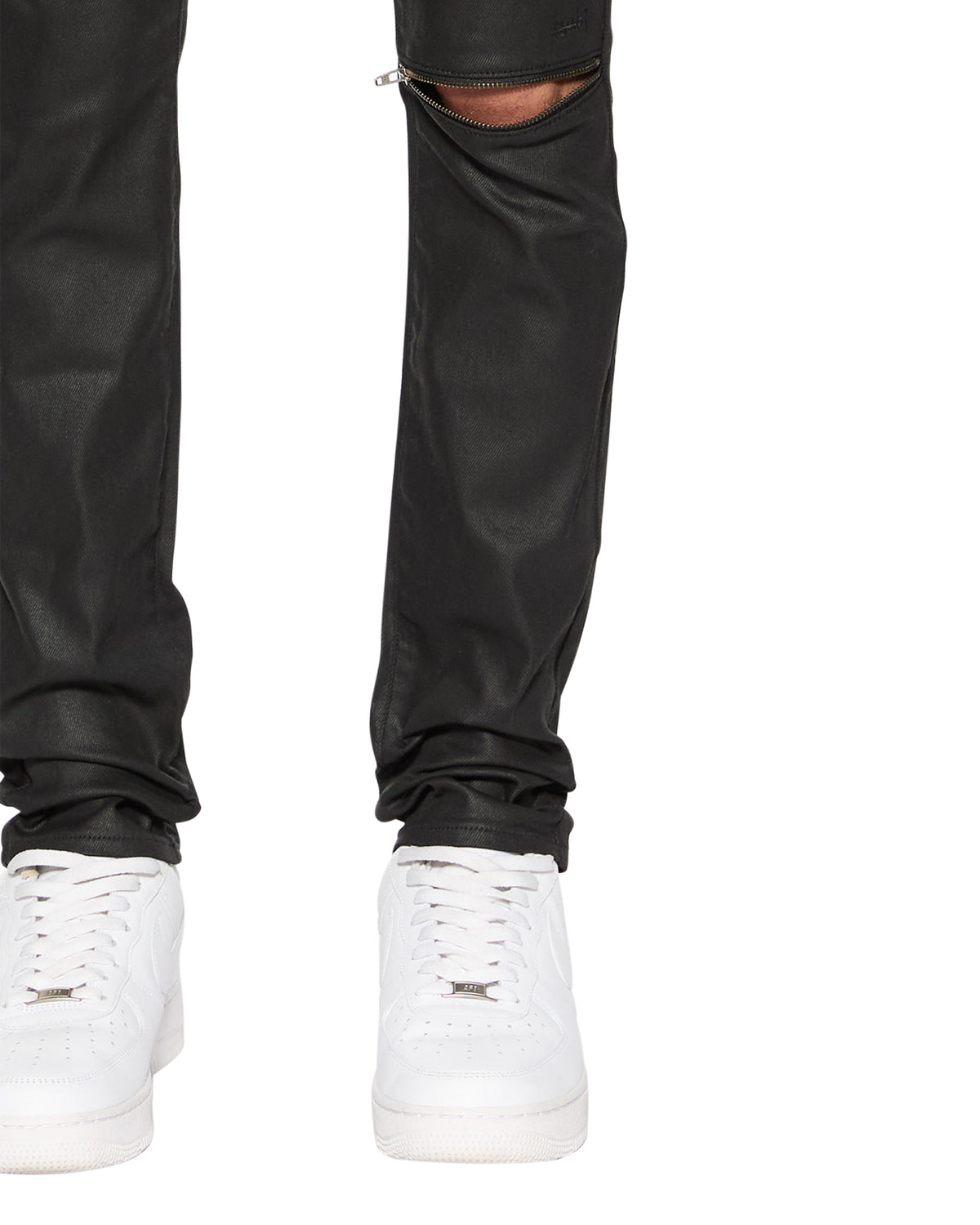 Mens Van Winkle Waxed Caged Skinny Denim Jeans - Black