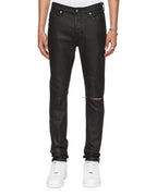 Mens Van Winkle Waxed Caged Skinny Denim Jeans - Black