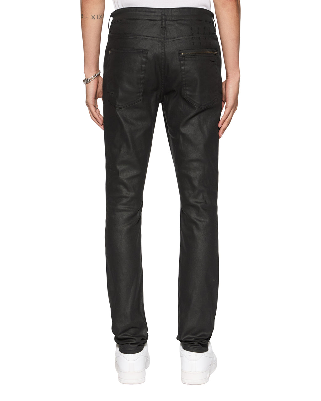 Mens Van Winkle Waxed Caged Skinny Denim Jeans - Black