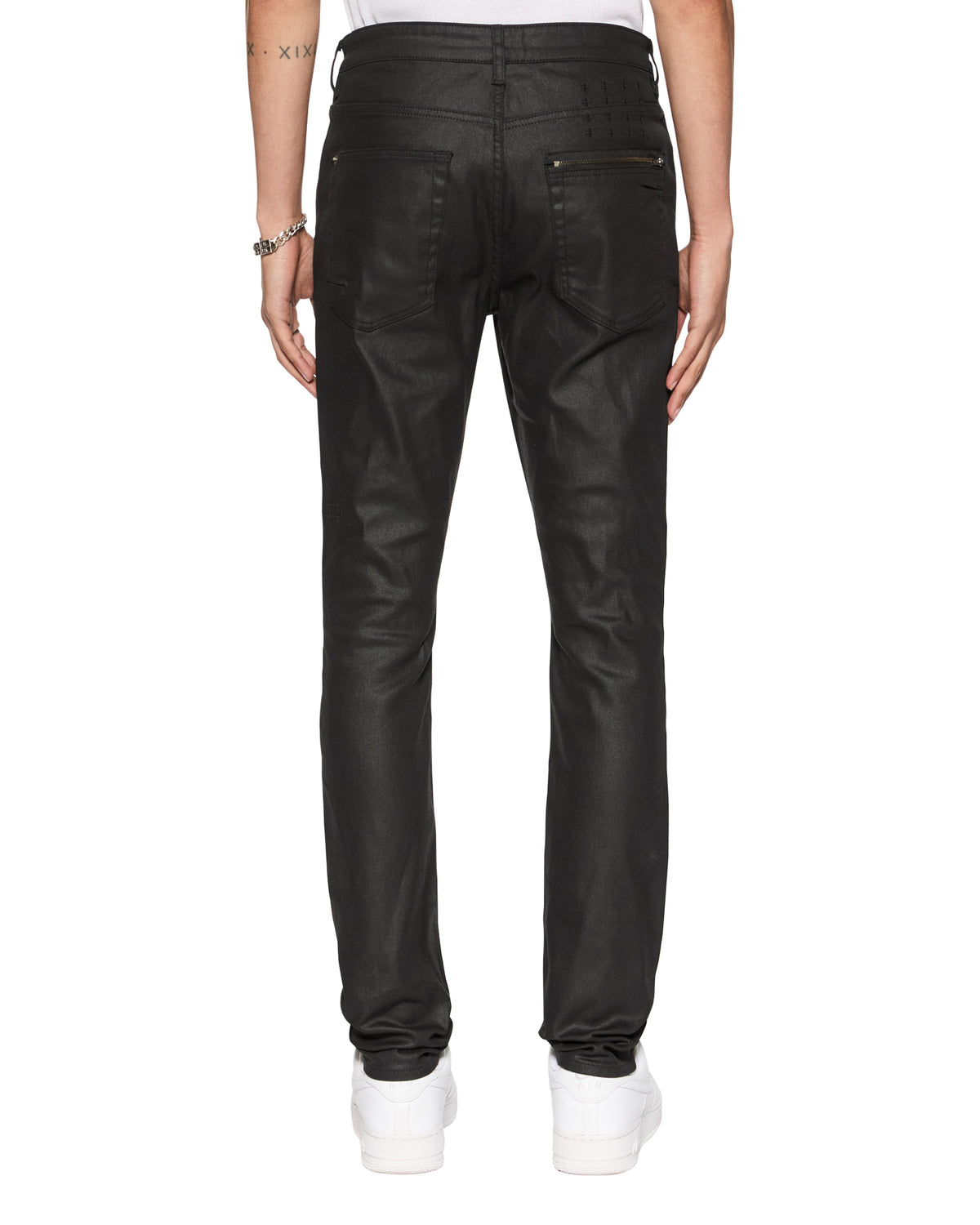 Mens Van Winkle Waxed Caged Skinny Denim Jeans - Black