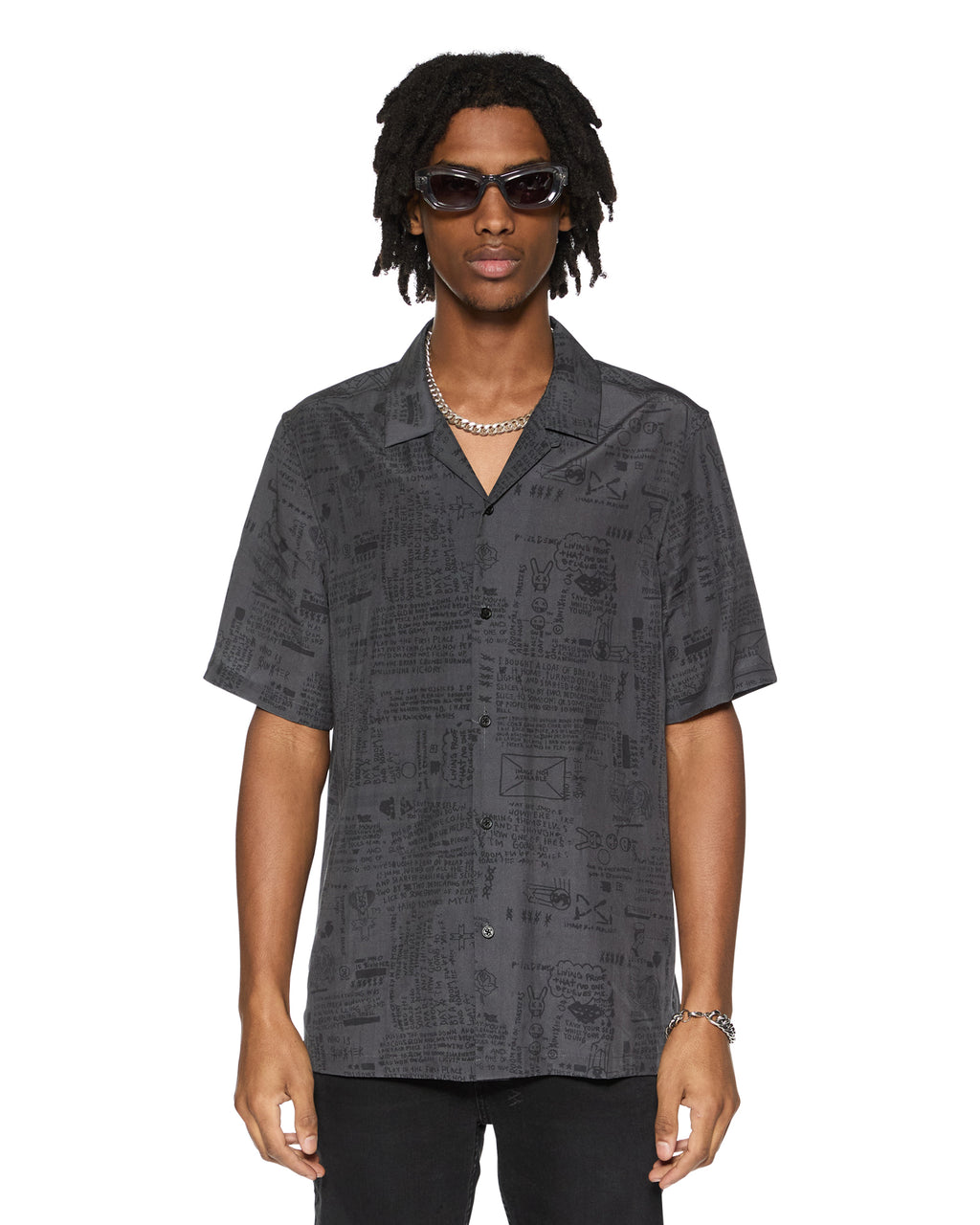 MENS VERSES RESORT SS SHIRT BLACK SHIRTS